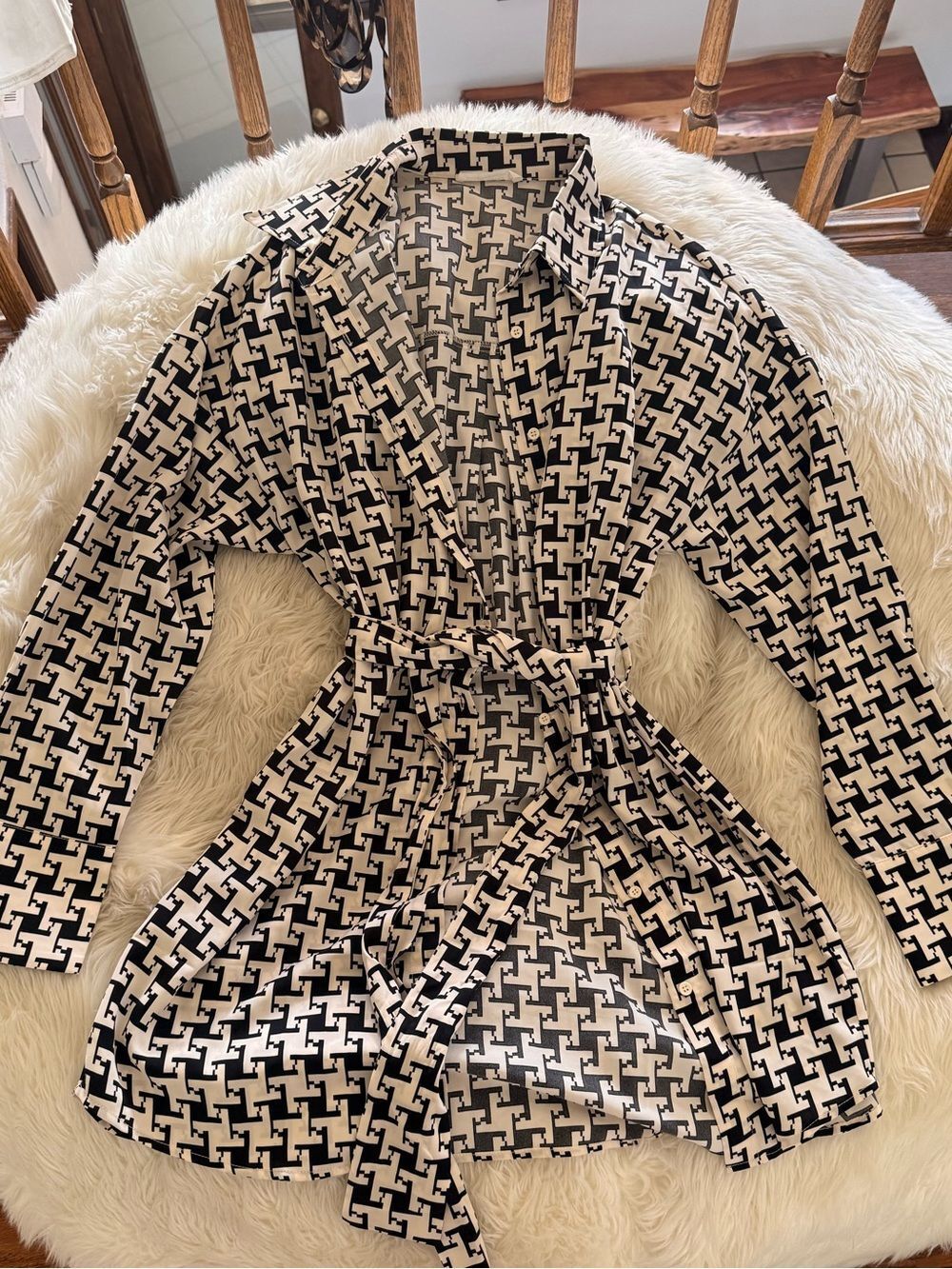 12th tribe black and white button up dress